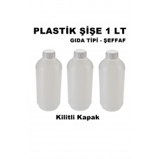 Plastik Şişe Bidon 1 Litre X 3 Adet Kilitli Kapak